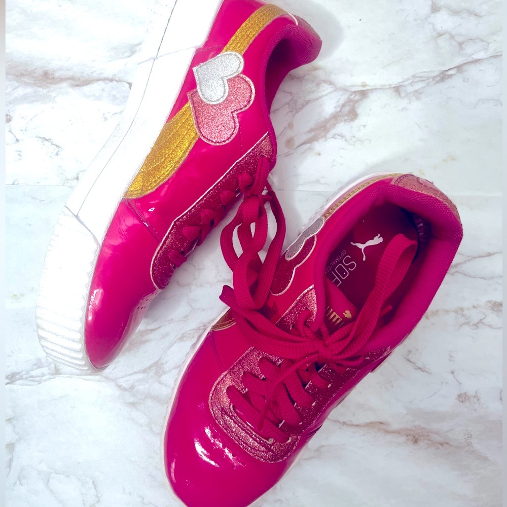 Puma Girls Hot Pink Glitter Sneakers